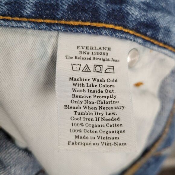 Everlane The Relaxed Straight Fit Organic Cotton Crop Jeans Blue Size 29 Regular - Picture 11 of 13